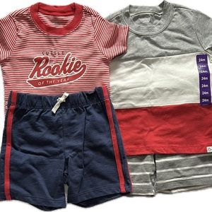 NWT Carter’s 4 Piece Baseball Themed T-Shirt & Shorts Set Size 24 Months